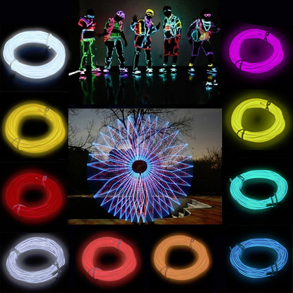 3M 9ft Flexible EL Wire Rope Neon Light Glow With Controller For Party Dance Car Decor