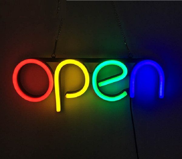 LED Neon Sign- OPEN- FOUR COLORS ,Line shape, Wavy Line Shape, Blinking Option with AC Power Adapter