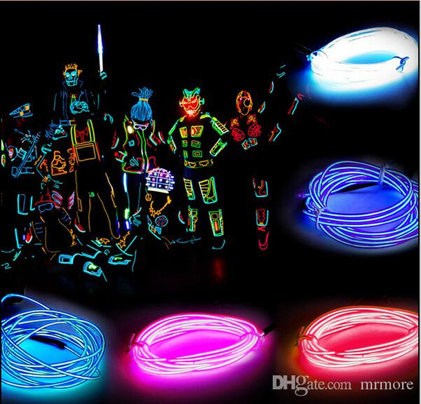 3M Flexible Neon Light Glow EL Wire Rope Tube Car Dance Party Costume+Controller Christmas Holiday Decor Light