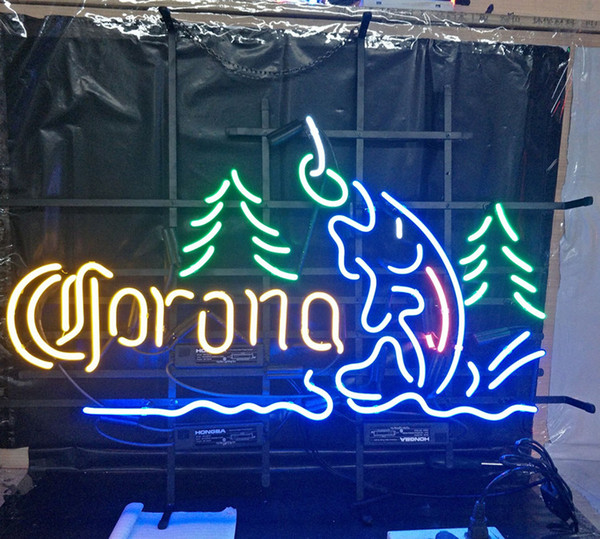 Custom Corona Beer Led Glass Tube Neon Signs Lamp Lights Hotel Advertising Display Bar Home Decoration Sign Metal Frame 17'' 20'' 24'' 30''