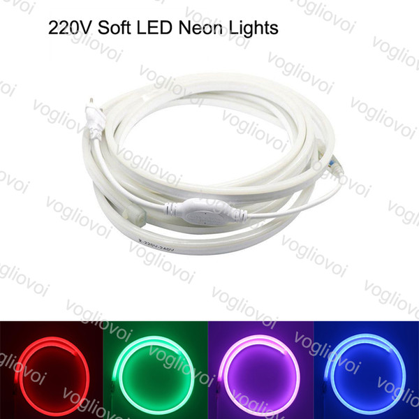 LED Strip Soft LED Neon Lights Strips SMD2835 220V 120Led/M Super Bright Waterproof Indoor Outdoor Decoration Lighting DHL