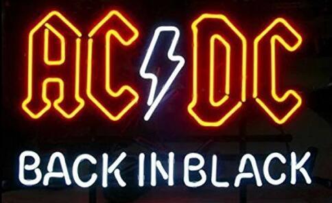 Custom New ACDC BACK IN BLACK Real Glass Neon Sign light Beer Bar Sign Send need photo 19x15