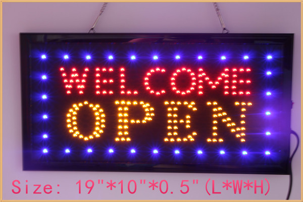 Free shipping Open Welcome LED Neon Sign 19''x10'' New Brighter light with On off Animation + On off Switch +Chain