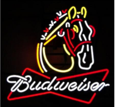 2016 Budweiser Clydesdale Horse Beer Neon Sign KTV Club Pub Riding Game Room Display Handcrafted Custom Real Glass Tube Neon Signs 24