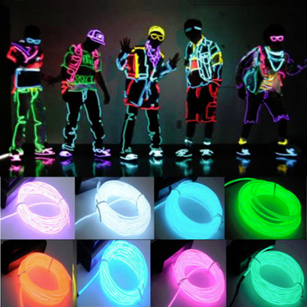 US 5M/16ft Flexible EL Wire Neon LED Light Rope Party Car Decorati