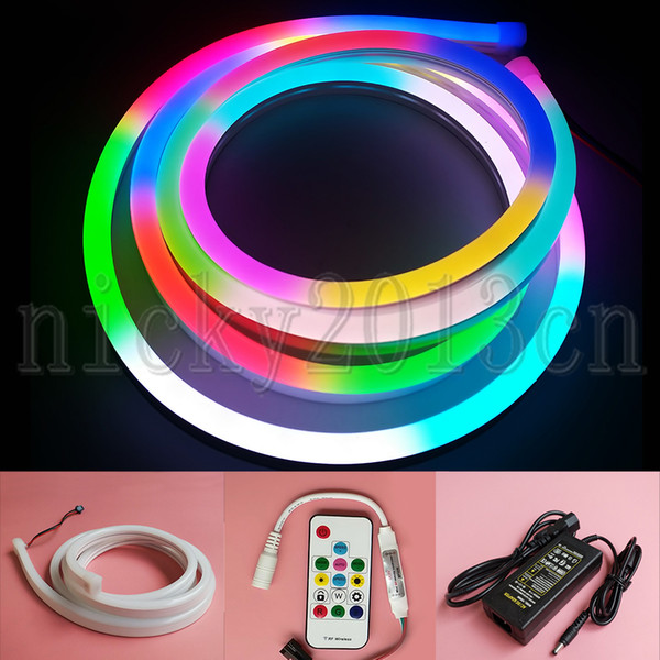 2M WS2812B IC 3020 RGB LED Pixel Neon Tube Strip Light 192LEDs 5V Silica Gel IP67 Waterproof 8mm*16mm Magic Addressable Individua Club Signl