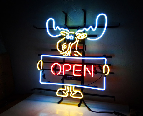 17*14 inches New Tat tire Neon Beer Sign Bar Sign Real Glass Neon Light Beer Sign MEX 704 open deer 20x18 001