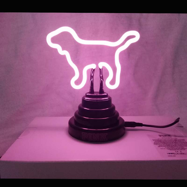 Pink Dog Neon Sign With Black Plastic Base Handmade Real Glass Tube Home Decoration Art Gift Doggie Doggy Neon Signs 5.5