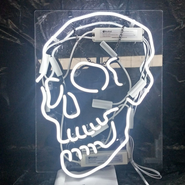 Custom Skull Neon Sign Light Outdoor Beer Party Entertainment Advertising Display Glass Neon Lamp Light Metal Frame 17'' 20'' 24'' 30''