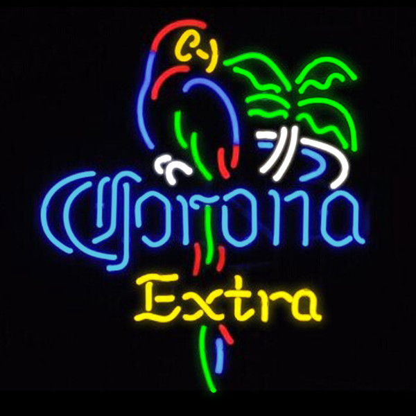 Fashion Handcraft Corona Extra Parrot Bird Right Palm TreeReal Glass Beer Bar Pub Display neon sign 19x15