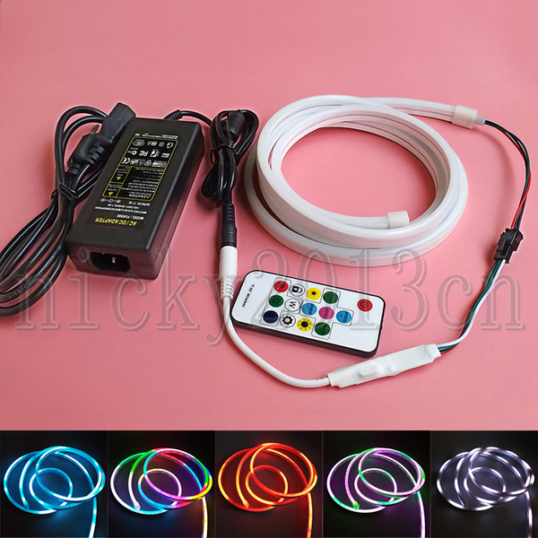 2M WS2812B IC 3020 RGB LED Pixel Neon Tube Strip Light 192LEDs 5V Silica Gel IP67 Waterproof 6mm*13mm Magic Addressable Individua Club Signl