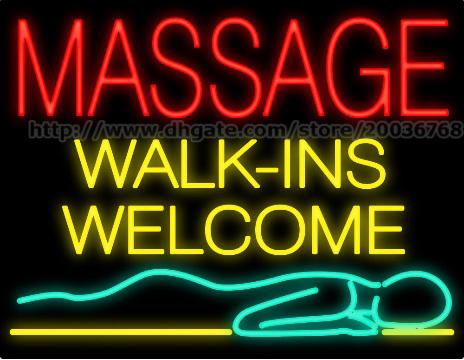 Massage Walk Ins Welcome Neon Sign Custom Real Glass Tube Rlaxation Center Advertisement Health Care Display Sign LED Sign 31