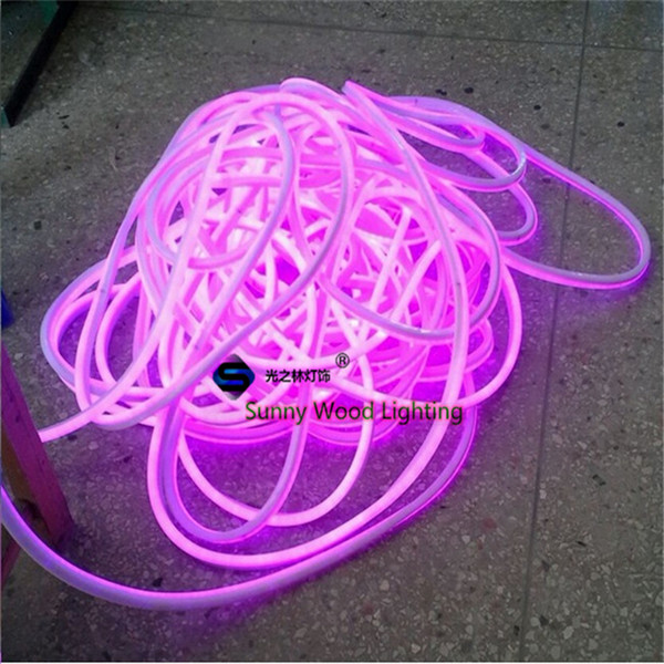 50 meters led neon flex tube ,110/220V input led sign board tube ,Flexible tube Purple color with power cord and clips LNF-2514-220V