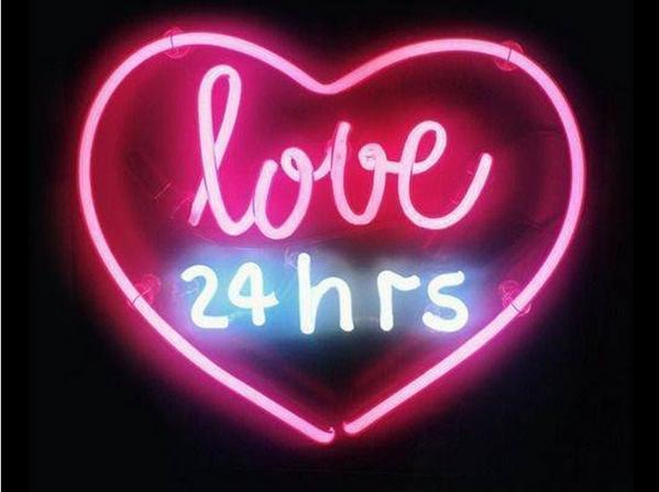 Fashion New Handcraft Neon sign Love 24hrs Real Glass Tubes For Bedroom Home Display neon Lighht sign 14x9!!!