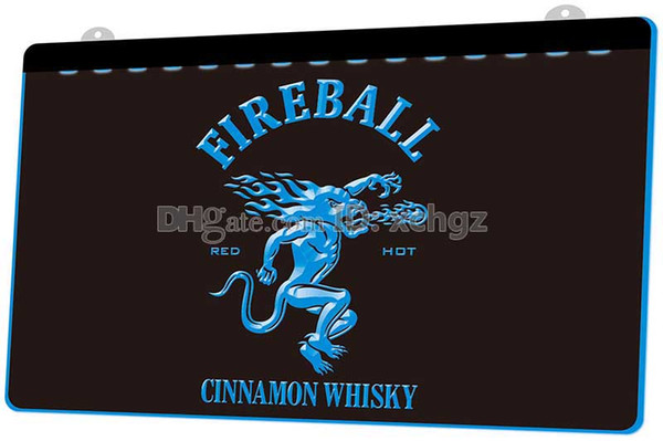 [F2995] Fireball Cinnamon Whisry NEW 3D Engraving LED Light Sign Customize on Demand 8 colors