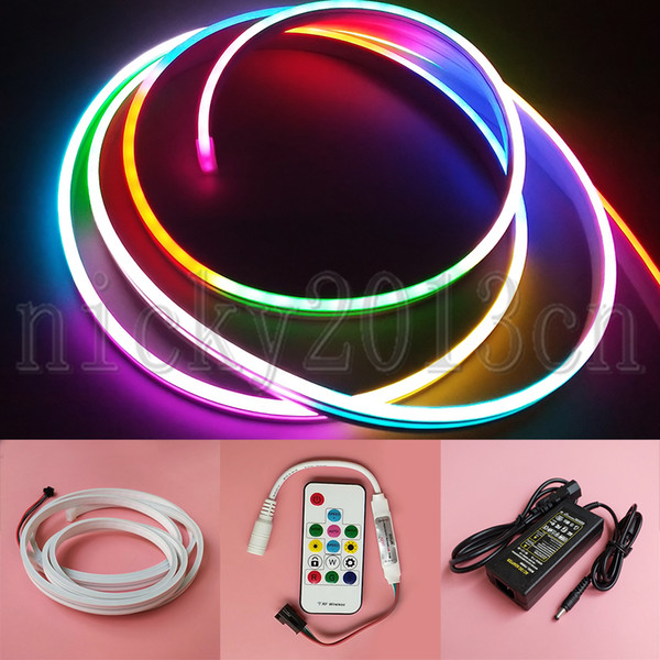 2M WS2812B IC 3020 RGB LED Pixel Neon Tube Strip Light 192LEDs 5V Silica Gel IP67 Waterproof 4mm*10mm Flat Magic Addressable Individual