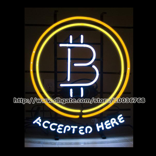 Bitcoin Accepted Here Neon Sign Custom Handmade Real Glass Tuble Shop Store Motel Restaurant Pub Paying Advertise Display Neon Signs 15