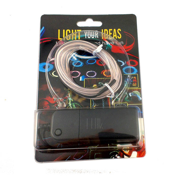 3M Flexible Neon Light Glow EL Wire Rope Strip Kit + Battery Box Driver Colorful Blister Card