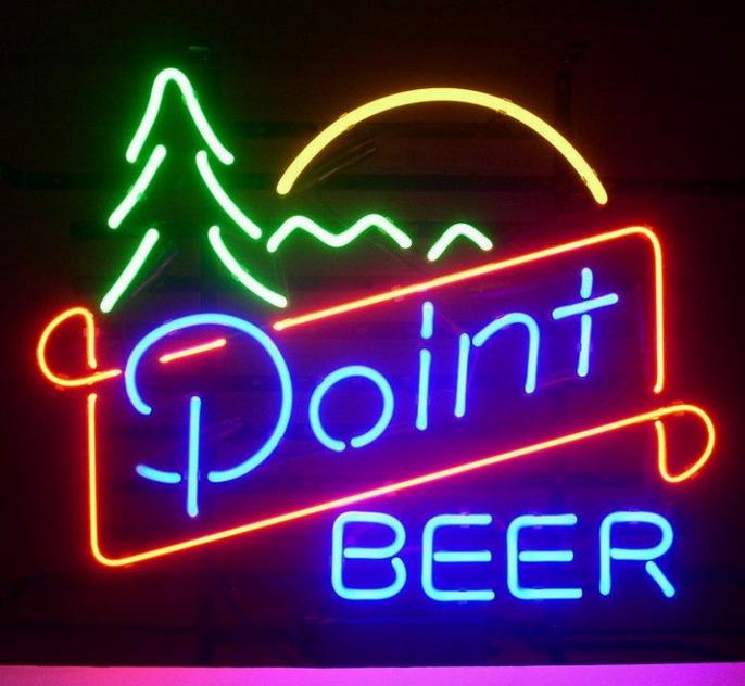 NEW POINT BEER REAL GLASS NEON LIGHT BEER LAGER BAR SIGN