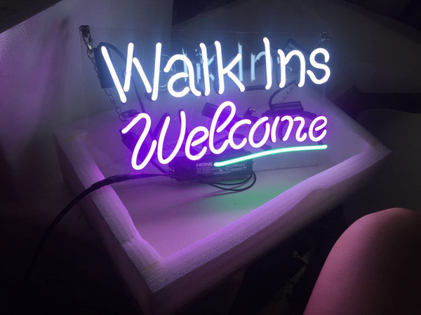 New WALK INS WELCOME Neon Beer Sign Bar Sign Real Glass Neon Light Beer Sign JTN001WELCOME