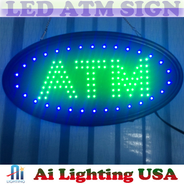 20pcs/lot whosale price Hot sale ship to USA 19''x10''x0.5'' LED ATM sign green colour sign