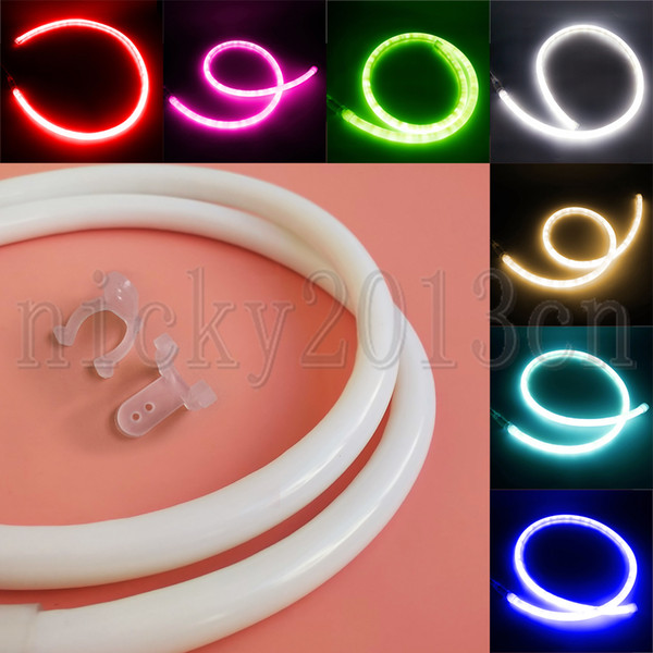 AC220V 2835 LED Neon Tube Strip Rope Light Flexible Super Bright Cylindrical 120LEDs/m IP67 Waterproof US EU Plug for Club Sign DIY