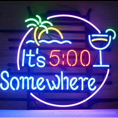 It's 5:00 Somewhere Palm Drink Beer Bar Open Neon Signs Real Glass Tuble Disco KTV Club PUB Advertisement Display Sign 17