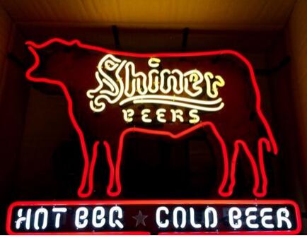 Shiner Hot Beer Texas Barbeque/Cold Beer Neon Sign..Authentic & New in Box Neon Sign Buddweiser 30