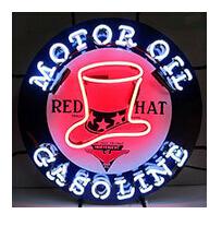 Motor Oil Red Hat Gasoline Neon Sign Gas Station Oil Store Custom Handmade Real Glass Tube Display Neon Signs Without Base 24