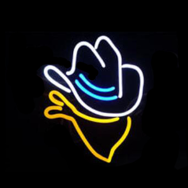 Cowboy Hat and Scarf Neon Sign Handmade Real Glass Tuble Window Art Bar Store Motel Home Decoration Display Neon Signs 14