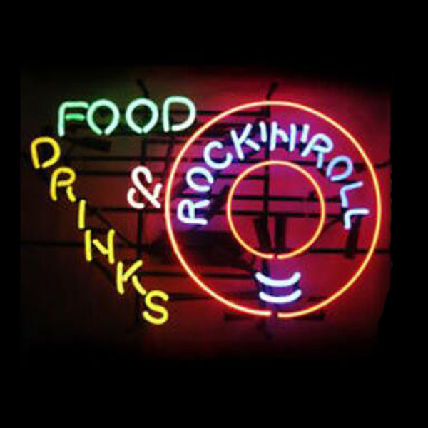 Rock Roll Food Drinks Neon Sign Custom Handmade Real Glass Tuble Store Beer Bar KTV Club Home Decoration Display Neon Signs 24