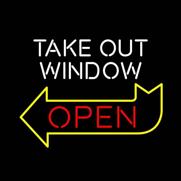 Take Out Window Open Arrow Neon Sign Handmade Real Glass Tube Fast Food Restaurant Store Dishes Advertisement Display Neon Signs 19