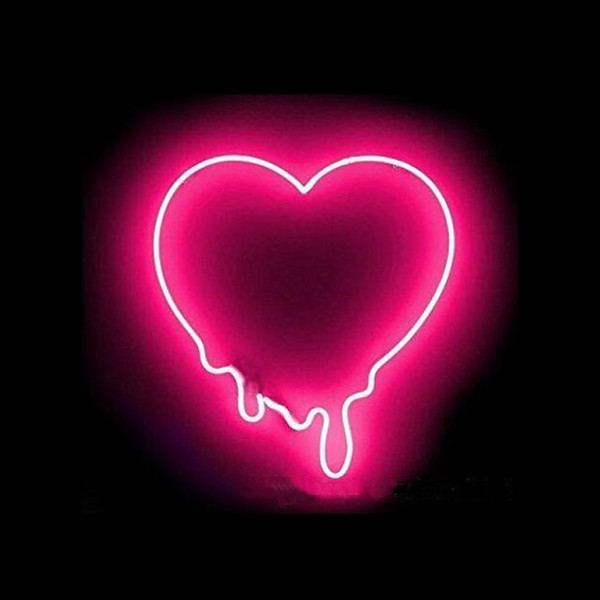 Pink Melted Heart Neon Sign Handmade Real Glass Tuble Window Art Gift Bar Store Motel Home Decoration Display Neon Signs 10