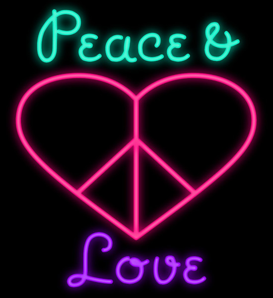 Peace And Love Heart Neon Sign Custom Handmade Real Glass Tube Wall Art Gift Home Office Pub Decoration Display Neon Signs 14