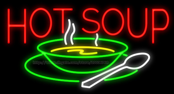 Hot Soup Bowl and Spoon Neon Sign Custom Restaurant Advertisement Dishes Eating Handmade Display Real Glass Tube LED Neon Signs 37