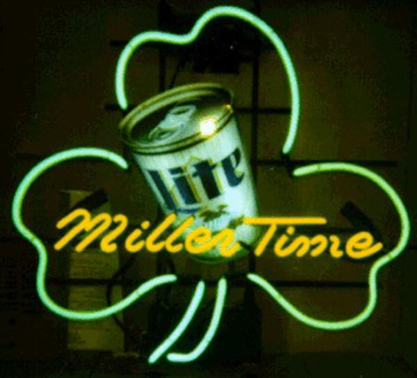 Miller Time Can Shamrock Neon Sign Custom Handmade Real Glass Tube Store Beer Bar KTV Club Pub Advertising Display Neon Signs 19