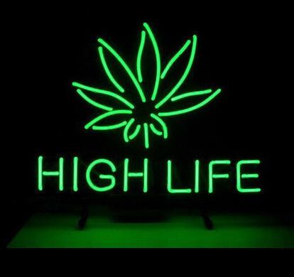 HIGH LIFE Green Leaf Neon Sign Real Glass Tuble Handicraft MILLER NEON Store Shop Display Beer Bar Sign 17