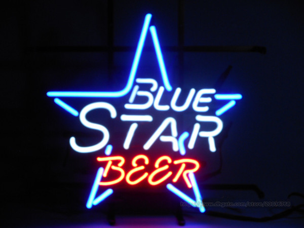 Blue Star Neon Sign North Coast Brewing Wheat Beer Custom Handmade Real Glass Tube Store Bar Pub Advertisement Display Neon Signs 18