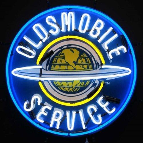 Old smobile Service Neon Sign Car Vehicle Store Company Repair Handmade Real Glass Tube Neon Signs With Printed Blue Plastic Backing 24