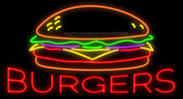 Burgers Neon Sign Custom Bakery Store Advertisement Bread Cake Sale Real Glass Tube Handmade Display Neon Signs 37