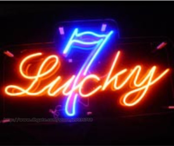 Hot Lucky 7 Neon Sign Handcrafted Custom Real Glass Tube Beer Bar Disco KTV Club Advertising Display Neon Signs Hang 30