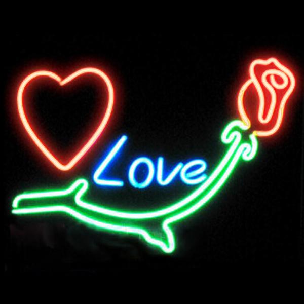 Red Heart Love Rose Neon Sign Customized Handmade Real Glass Tube Home Decoration Christmas Gift Valentine's Day Display Neon Signs 17