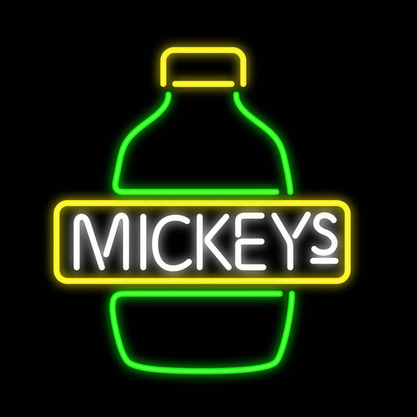 Mickeys Bottle Neon Sign Custom Handcrafted Real Glass Tube Home Decoration Bar KTV Club Pub Store Gift Display Neon Signs 24