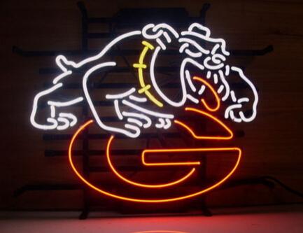 LION GEORGIA BULLDOGS REAL GLASS NEON BEER LIGHT BEER BAR PUB SIGN Neon Light Sign Real Glass Tube Custom Logo 19