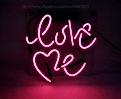 Red Heart Shape Love Me Neon Sign Custom Handcrafted Real Glass Tube Home Decoration Art Display Neon Signs 16