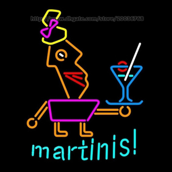 Martinis Glasses Neon Sign Disco KTV Club Hotel Real Glass Tube Handmade Custom Store Soft Drink Display Neon Signs 24