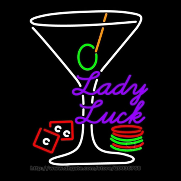 Lady Luck Martini Neon Sign Bar Disco KTV Club Hotel Real Glass Tube Handmade Custom Store Soft Drink Display Neon Signs 24