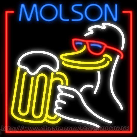 Molson Duck Neon Sign Handcrafted Custom Real Glass Tuble Beer Bar KTV Disco Motel Club Pub Beer Display Advertising Sign 24