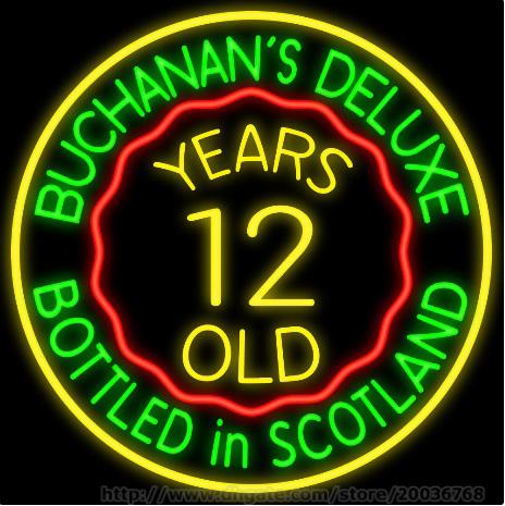 Buchanans Deluxe 12 Years Old Bottle Neon Sign Custom Real Glass Tuble Beer Display Bar Disco KTV Club PUB Advertising Sign 24