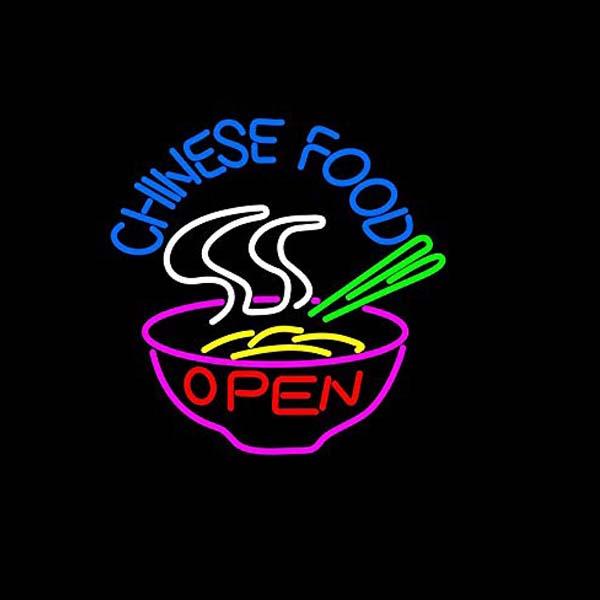 Chinese Food Open Bowl Chopsticks Neon Sign Handmade Custom Real Glass Restaurant Food Store Dishes Advertising Display Neon Signs 20